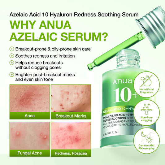 Anua Azelaic Acid 10 + Hyaluron Redness Soothing Serum