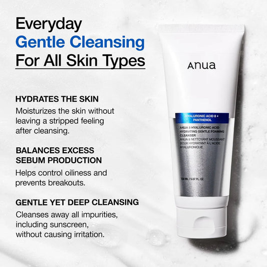 Anua 8 Hyaluronic Acid Hydrating Gentle Foaming Cleanser