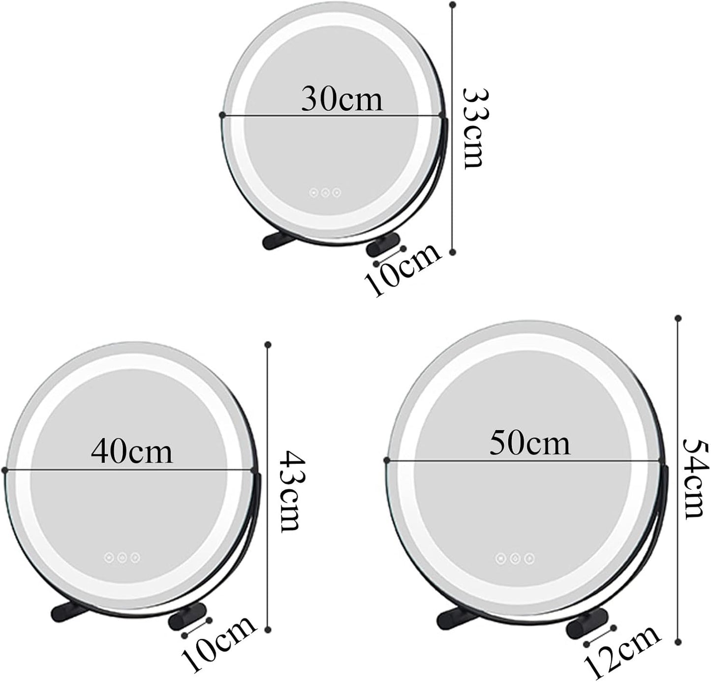 LED Makeup Mirror - Round with Stand