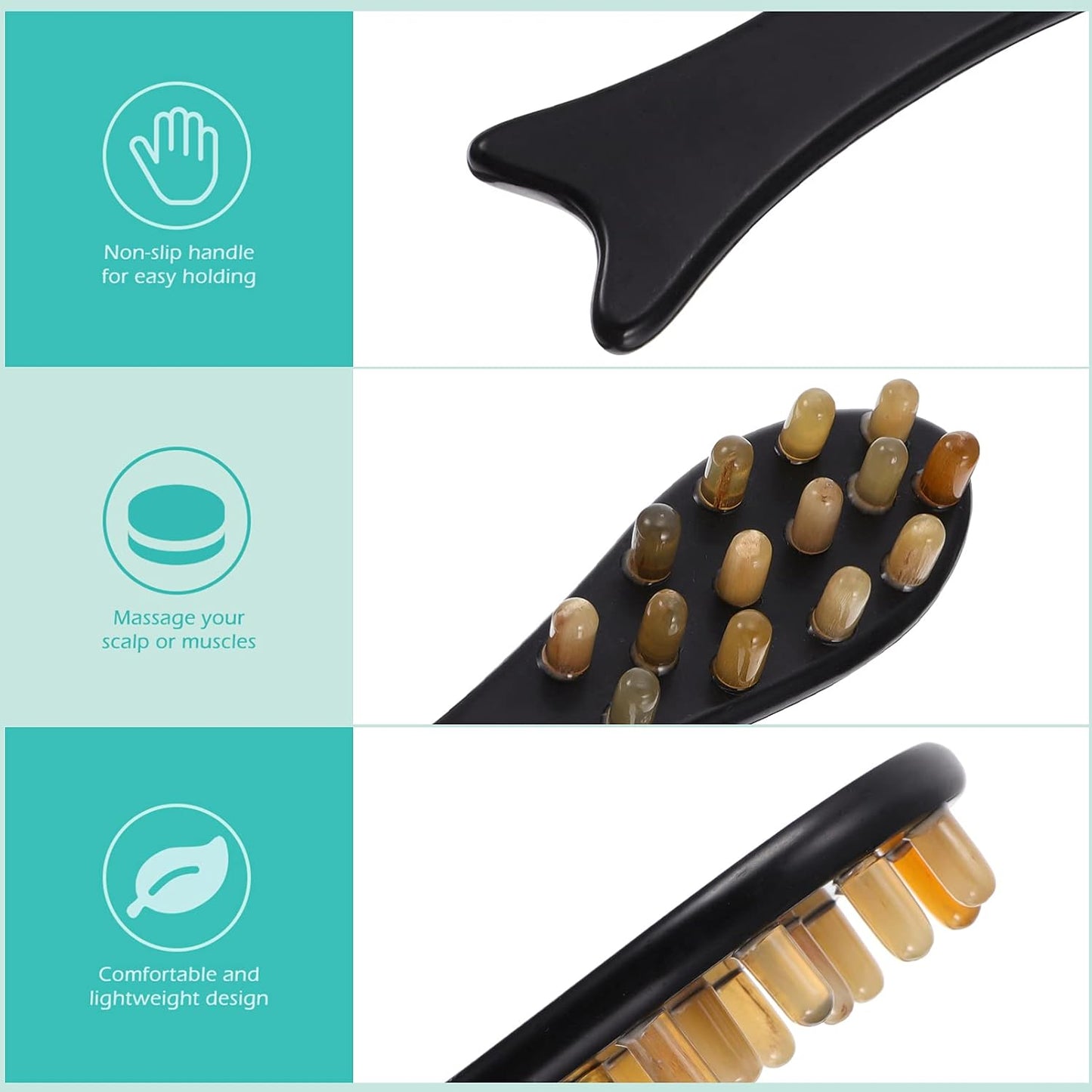 Healifty Ox Horn Comb Head Scalp Massager