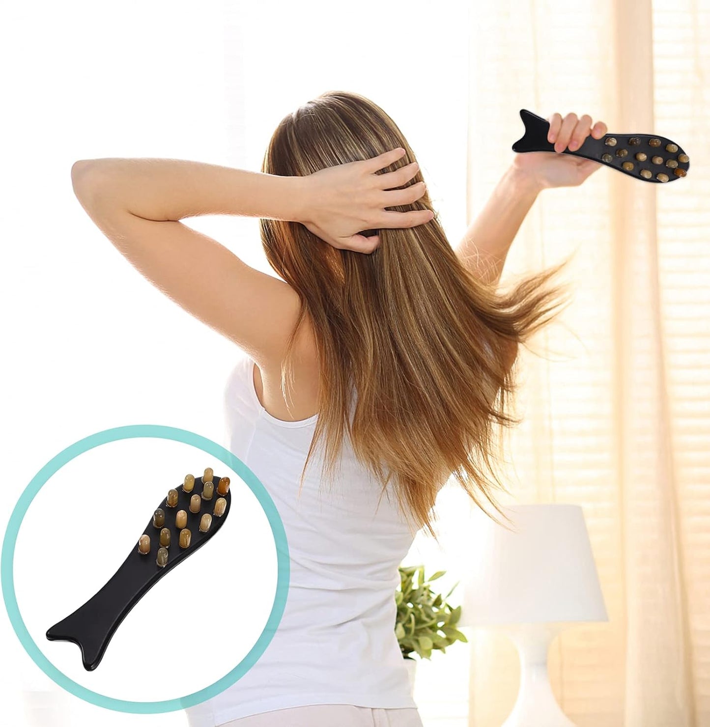 Healifty Ox Horn Comb Head Scalp Massager