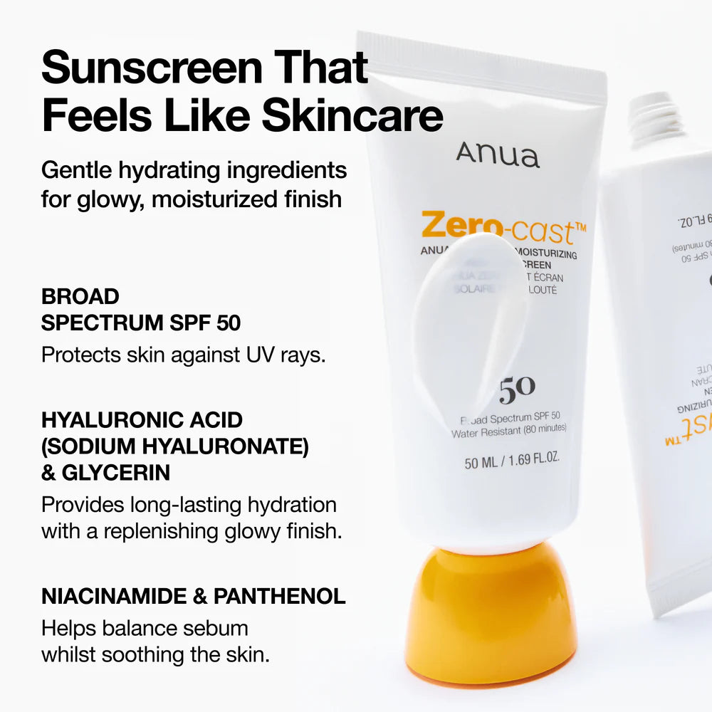 Anua Zero-Cast Moisturizing Finish Sunscreen SPF50